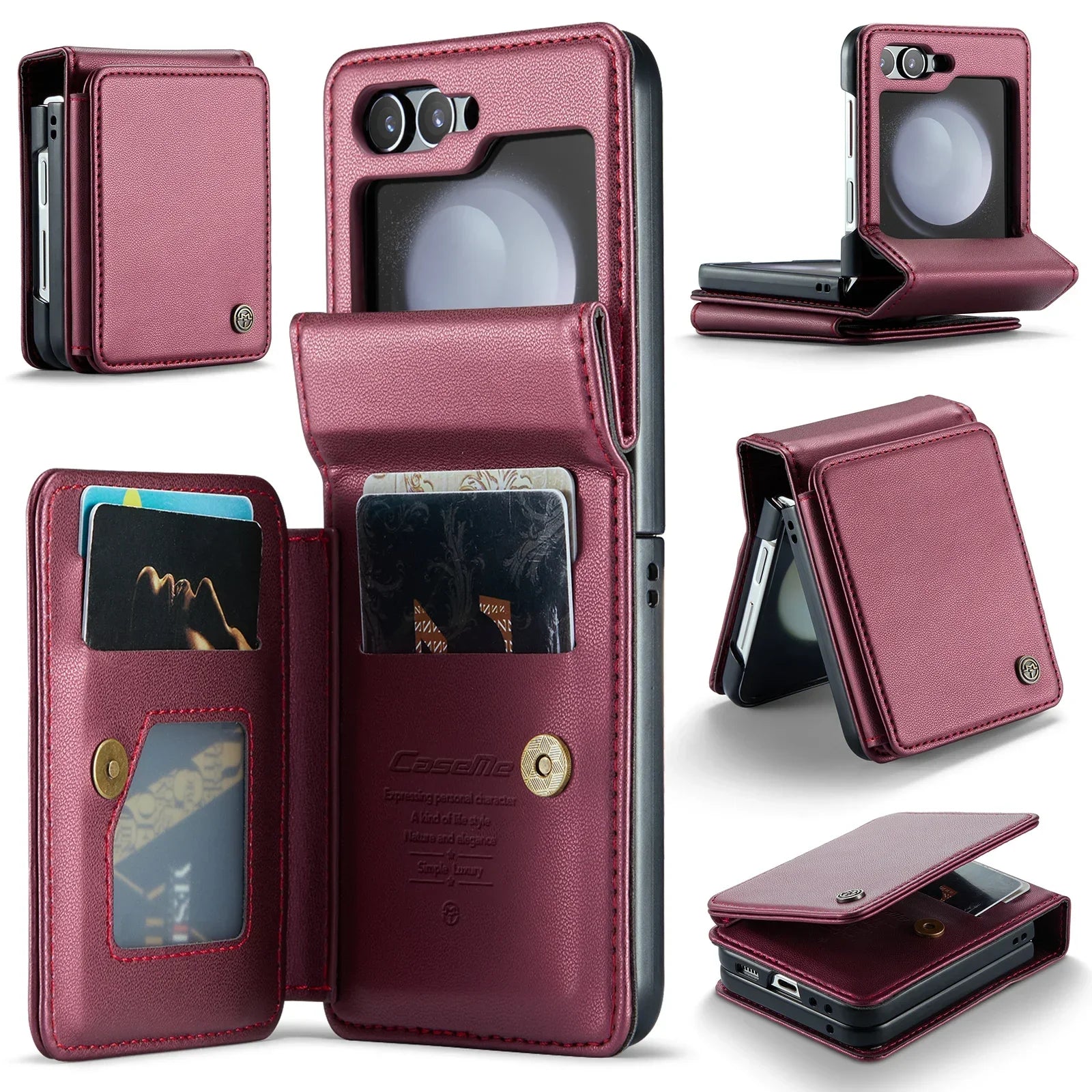 Magnetic Wallet Flip Leather Galaxy Z Flip Case - DealJustDeal