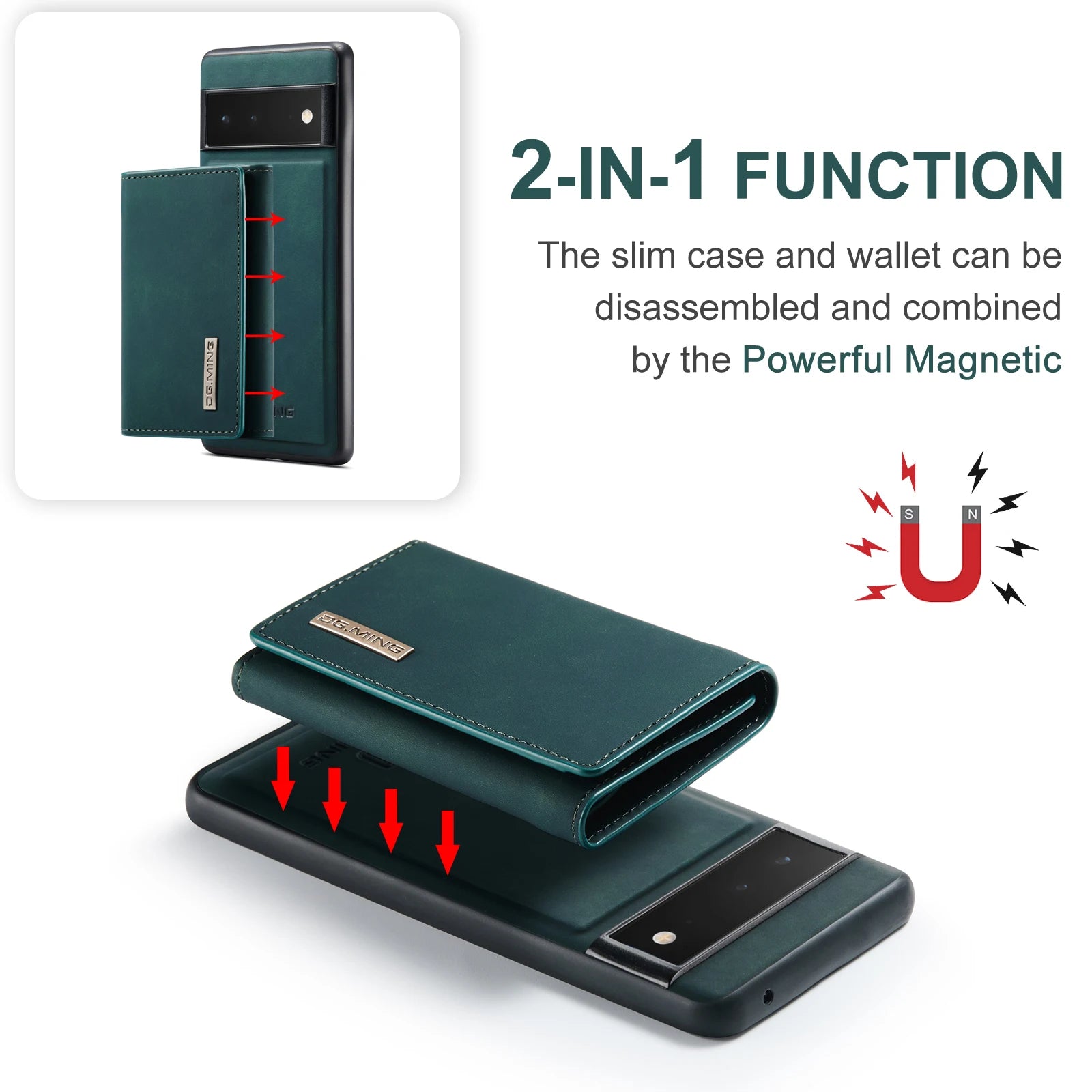 Detachable Magnetic Card Bag Wallet Leather Google Case - DealJustDeal