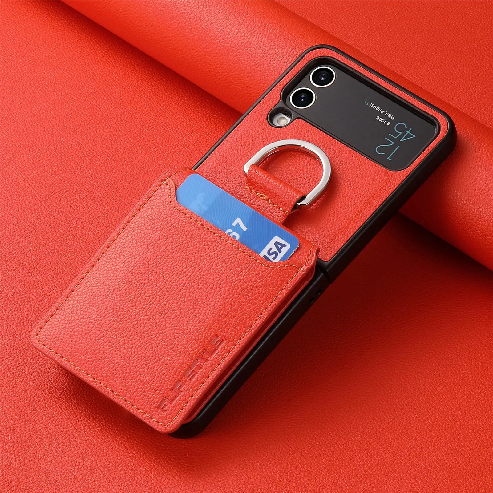 Lychee Pattern Leather Galaxy Z Flip Case - DealJustDeal