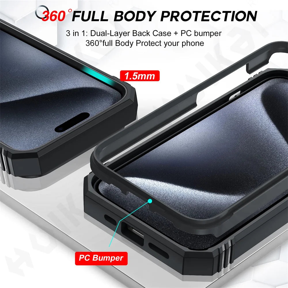 Heavy Duty with Camera 360 Degree Rotate Kickstand Sturdy Shockproof iPhone Case - DealJustDeal