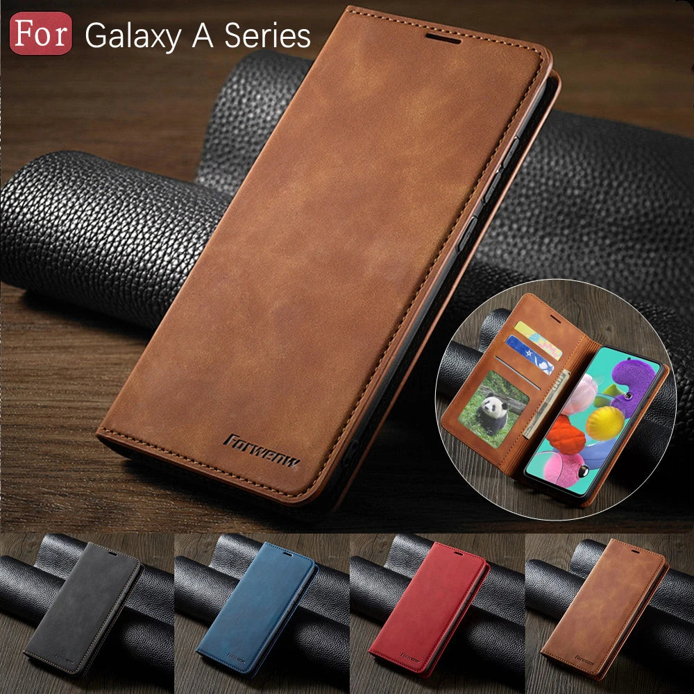 Magnetic Wallet Leather Galaxy A and M Case - DealJustDeal