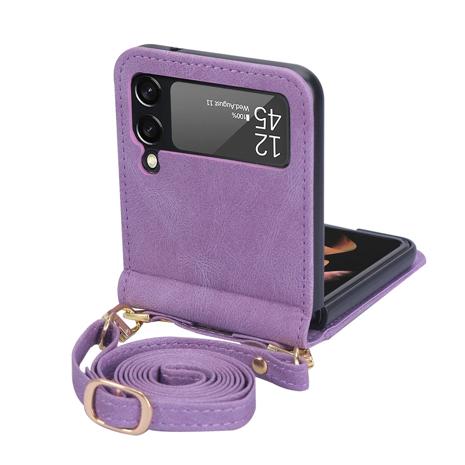 Leather Card Slot Galaxy Z Flip Case - DealJustDeal