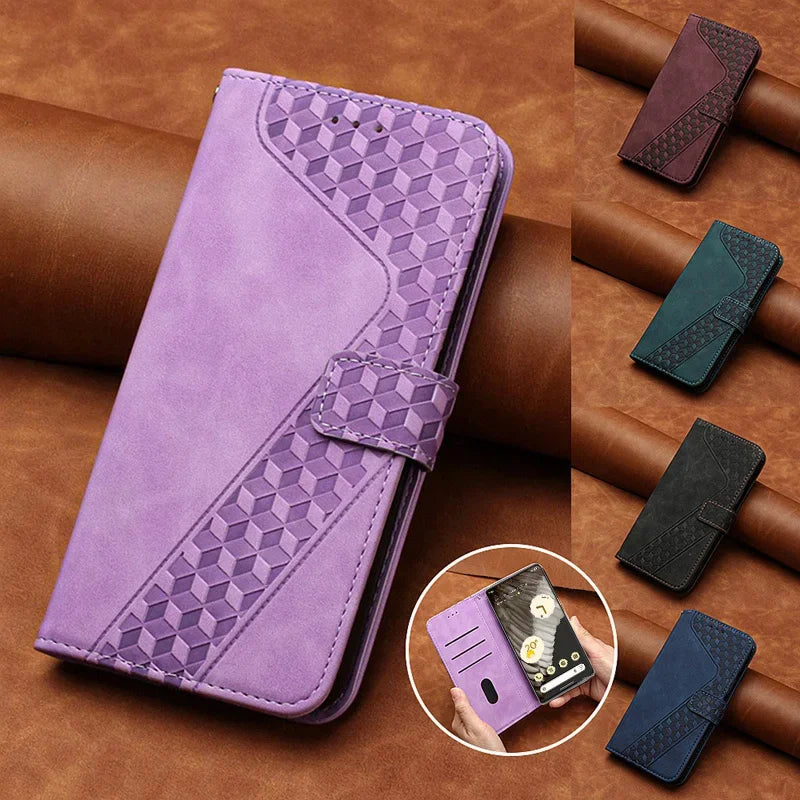 Embossed Wallet PU Leather Google Case - DealJustDeal