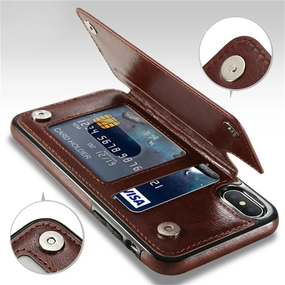 Card Holder Leather iPhone Case - DealJustDeal