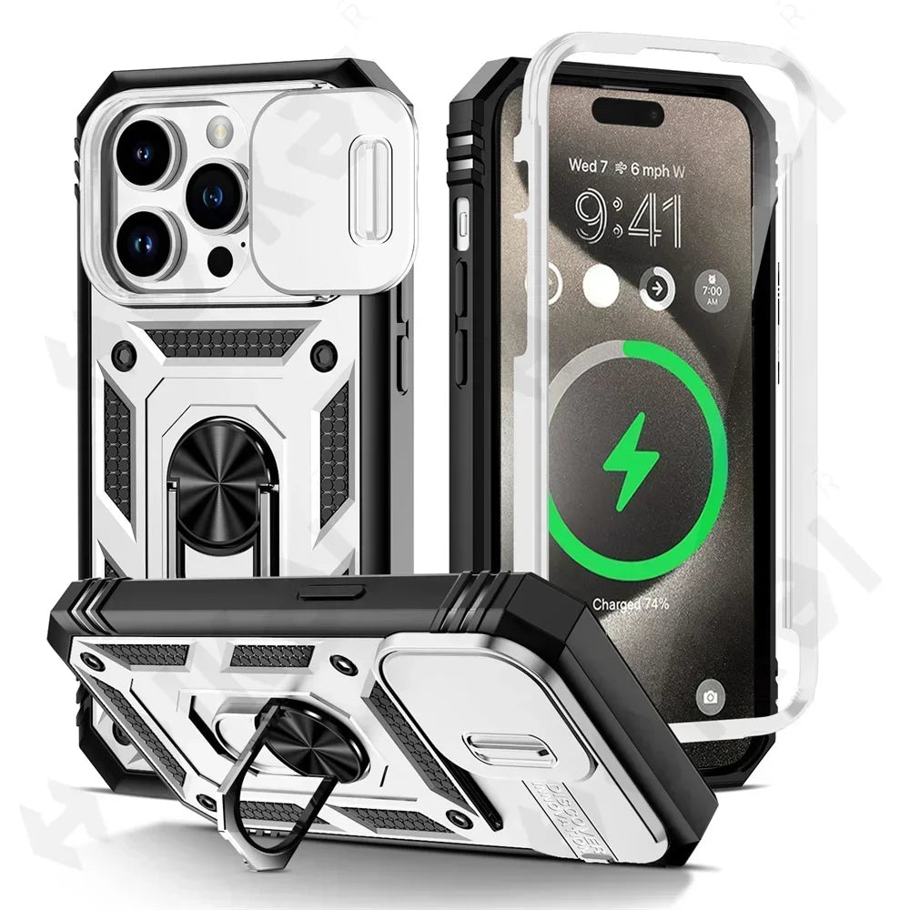 Camera Slide Armor Protection 360 Degree Rotate Armor iPhone Case - DealJustDeal