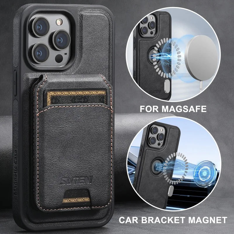 2 in 1 Detachable Wallet Magnetic PU Leather iPhone Case - DealJustDeal