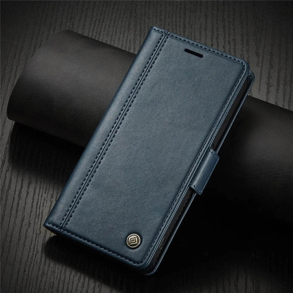 Magnetic Folio Card Slots Leather Wallet iPhone Case - DealJustDeal