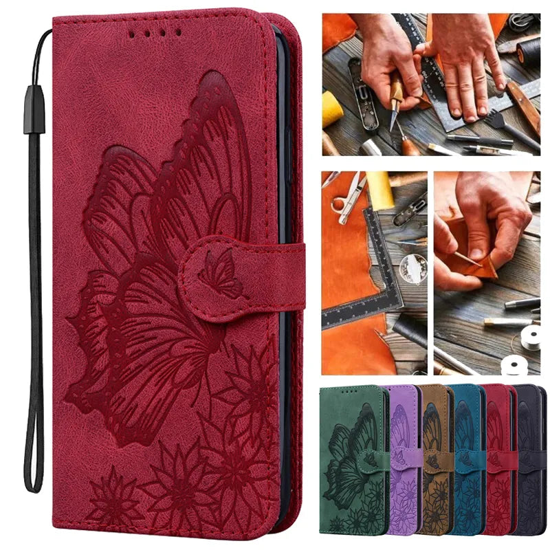 Butterfly Card Holder Wallet Leather iPhone Case - DealJustDeal