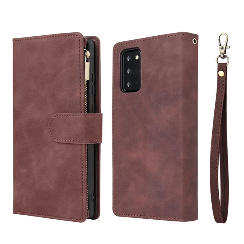 Magnetic Flip Zipper Card Pocket Wallet Leather Galaxy Note and S Case - DealJustDeal