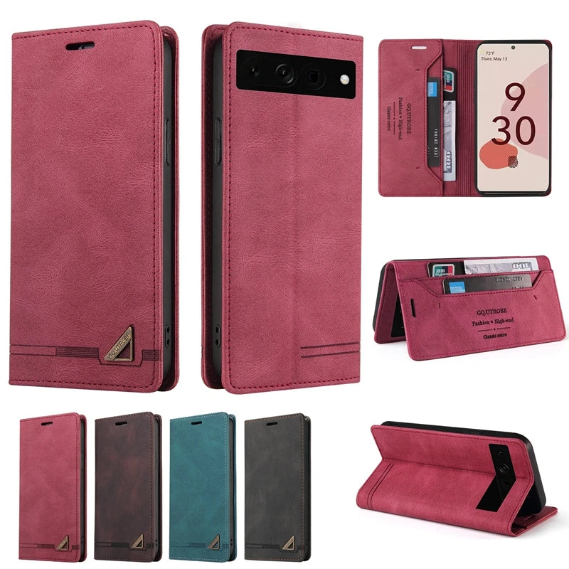 Anti-theft Brush Flip Wallet Leather Google Case - DealJustDeal