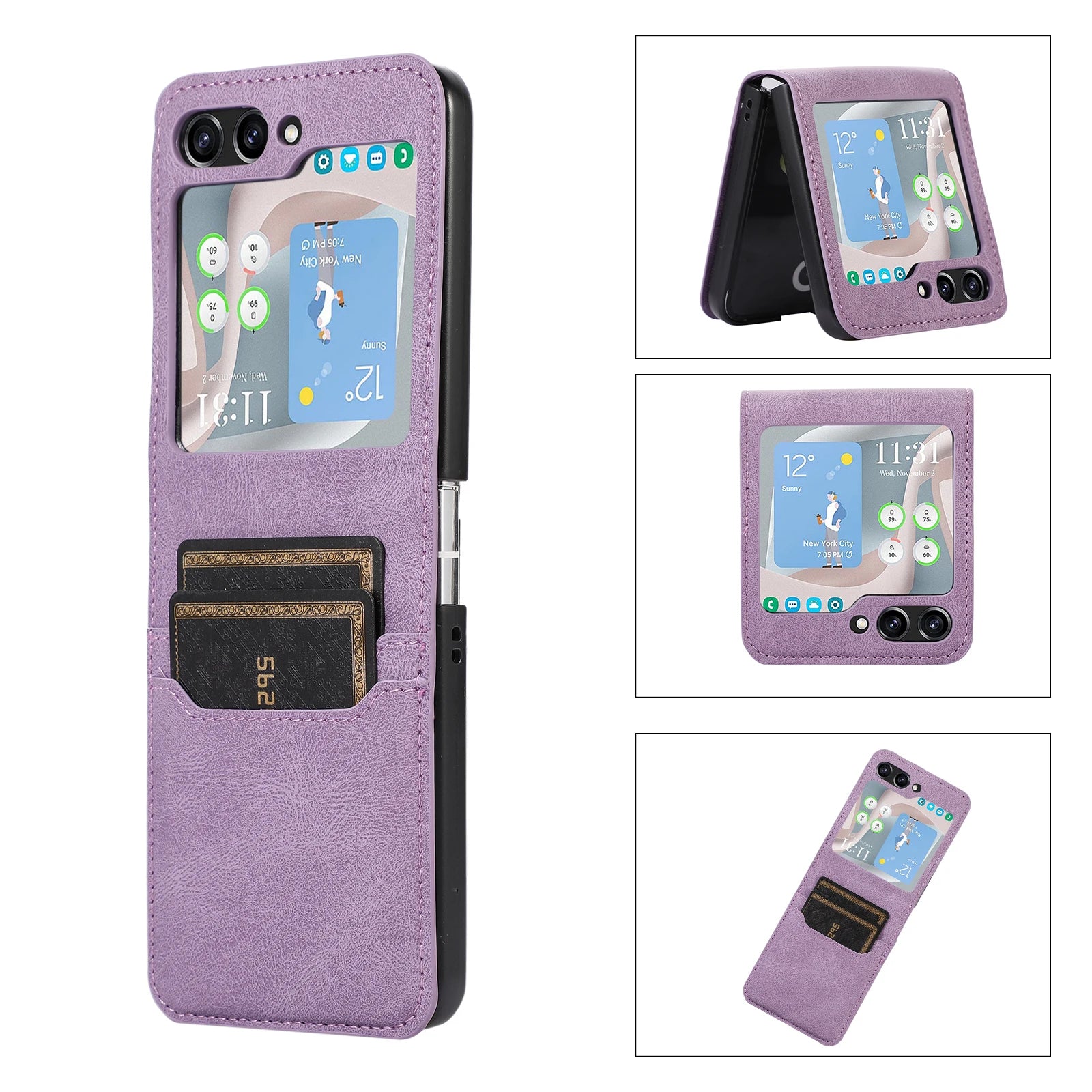 Card Holder Leather Wallet Galaxy Z Flip Case - DealJustDeal