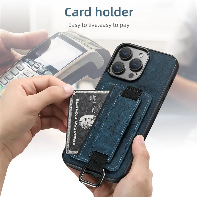 Wallet Cover Cards Holder Pocket Leather iPhone Case - DealJustDeal