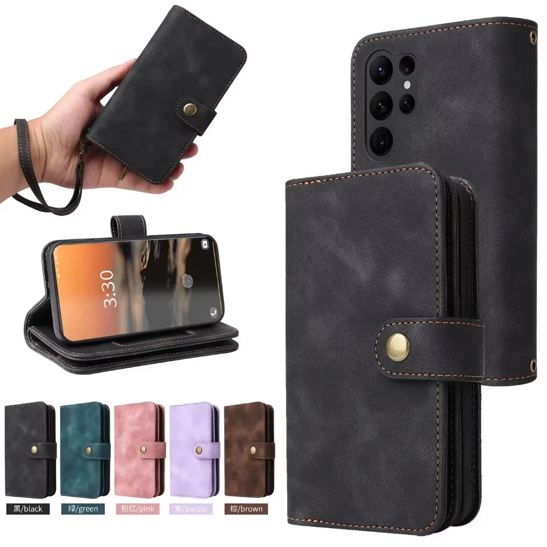 Dual Layer Wallet Holder Leather Flip Galaxy Note and S Case - DealJustDeal