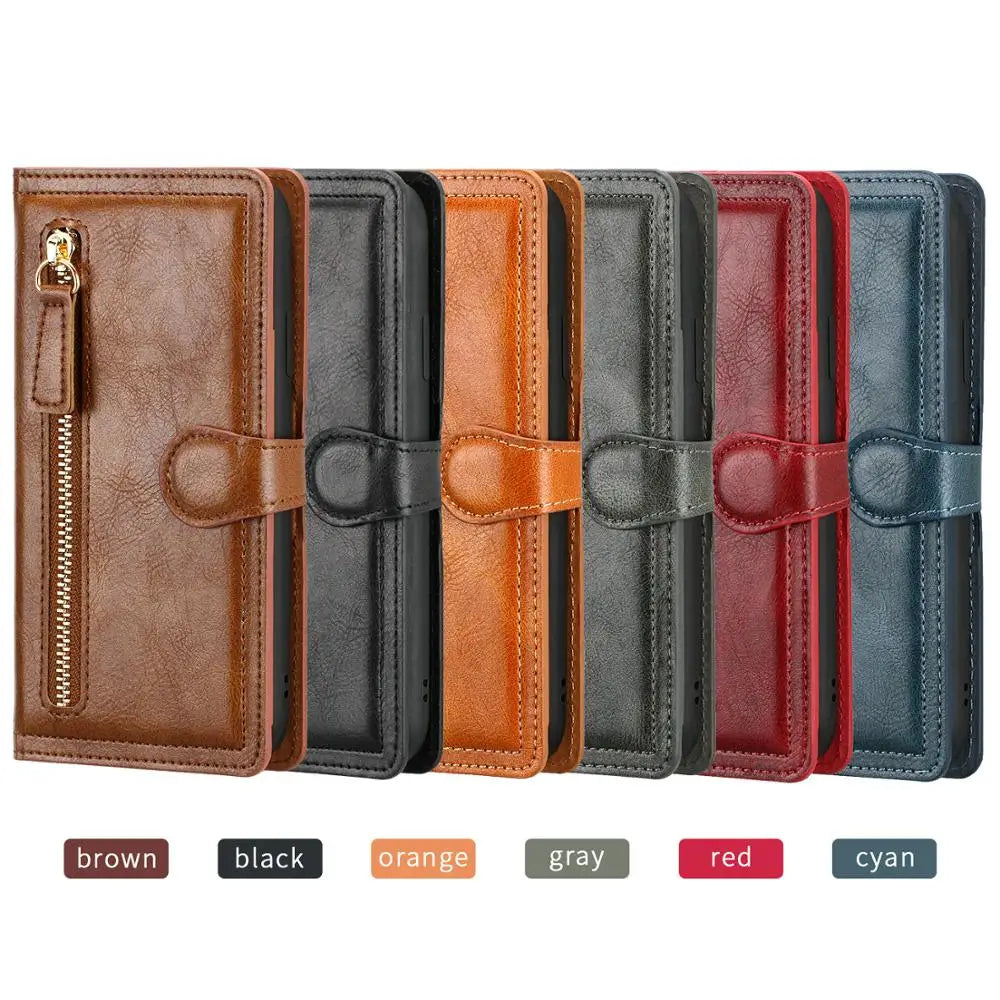 Leather Zipper Flip Wallet iPhone Case - DealJustDeal