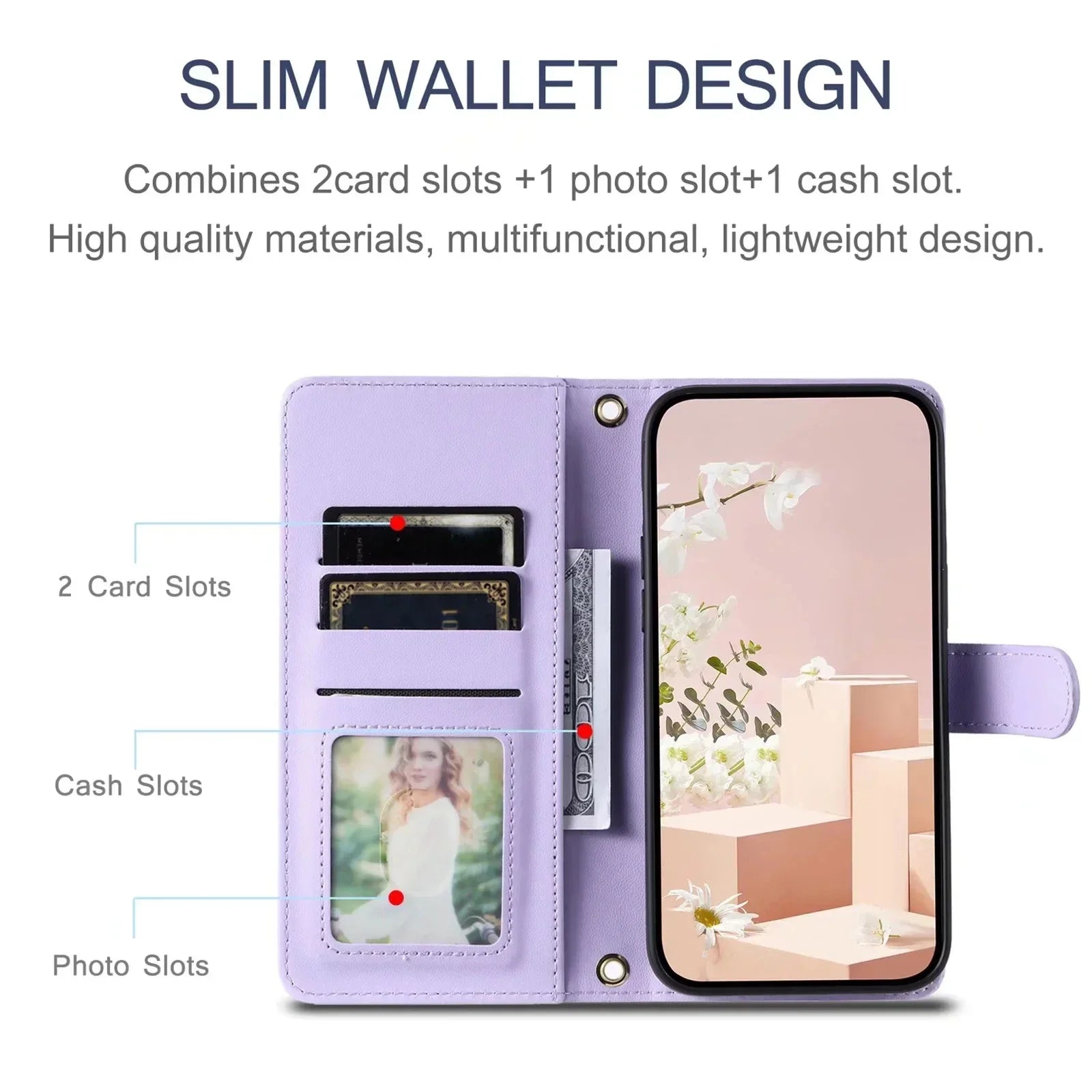 Long lanyard Wallet Card Flip Leather Galaxy A Case - DealJustDeal