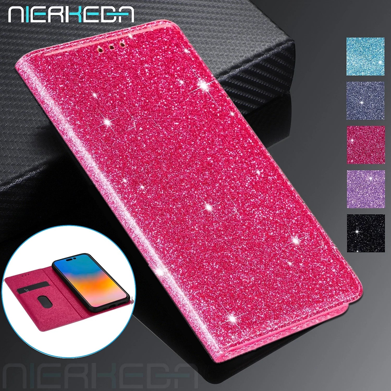 Magnetic Flip Wallet Glitter Bling Galaxy A, M and S Case - DealJustDeal