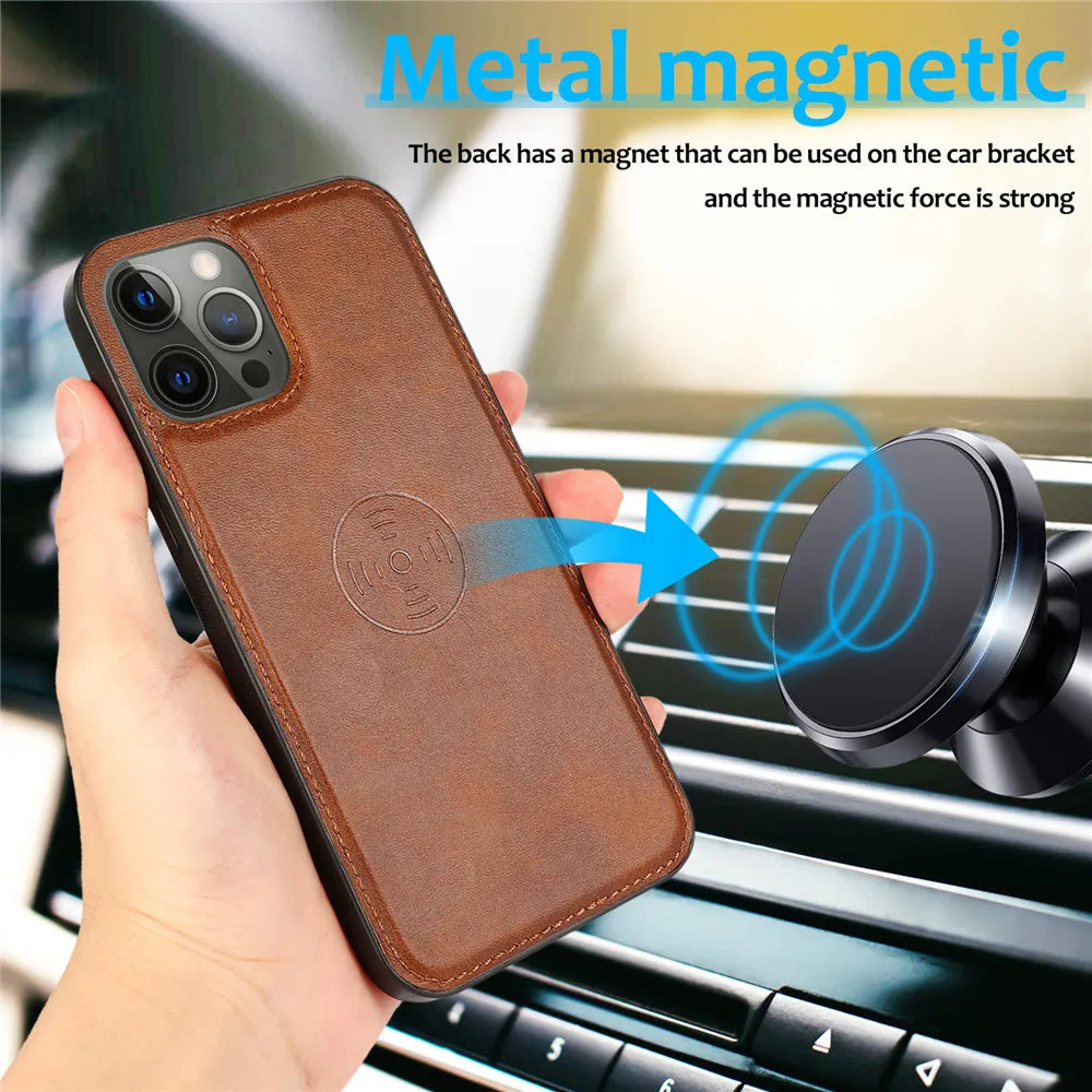 Stand Flip Wallet Magnetic Leather Protective iPhone Case - DealJustDeal