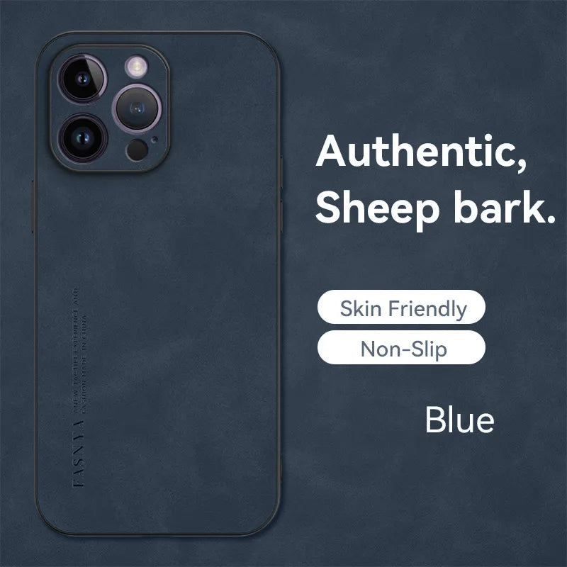 Matte Slim Sheepskin Leather iPhone Case - DealJustDeal