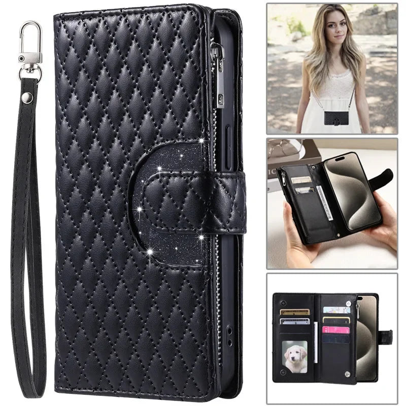 Flip Leather Zipper Wallet Galaxy Note Case - DealJustDeal