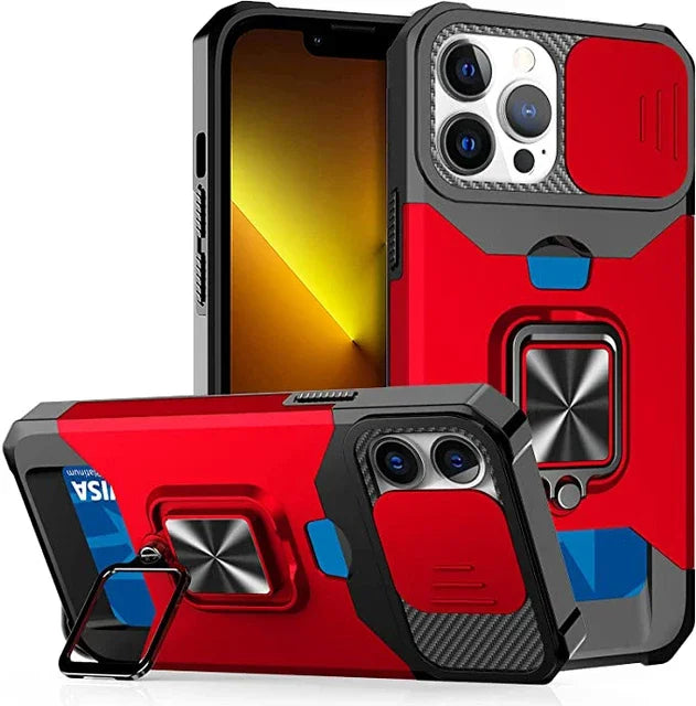 Heavy Duty Protective iPhone Case With Sliding Camera Cover And Card Clip Cover - DealJustDeal