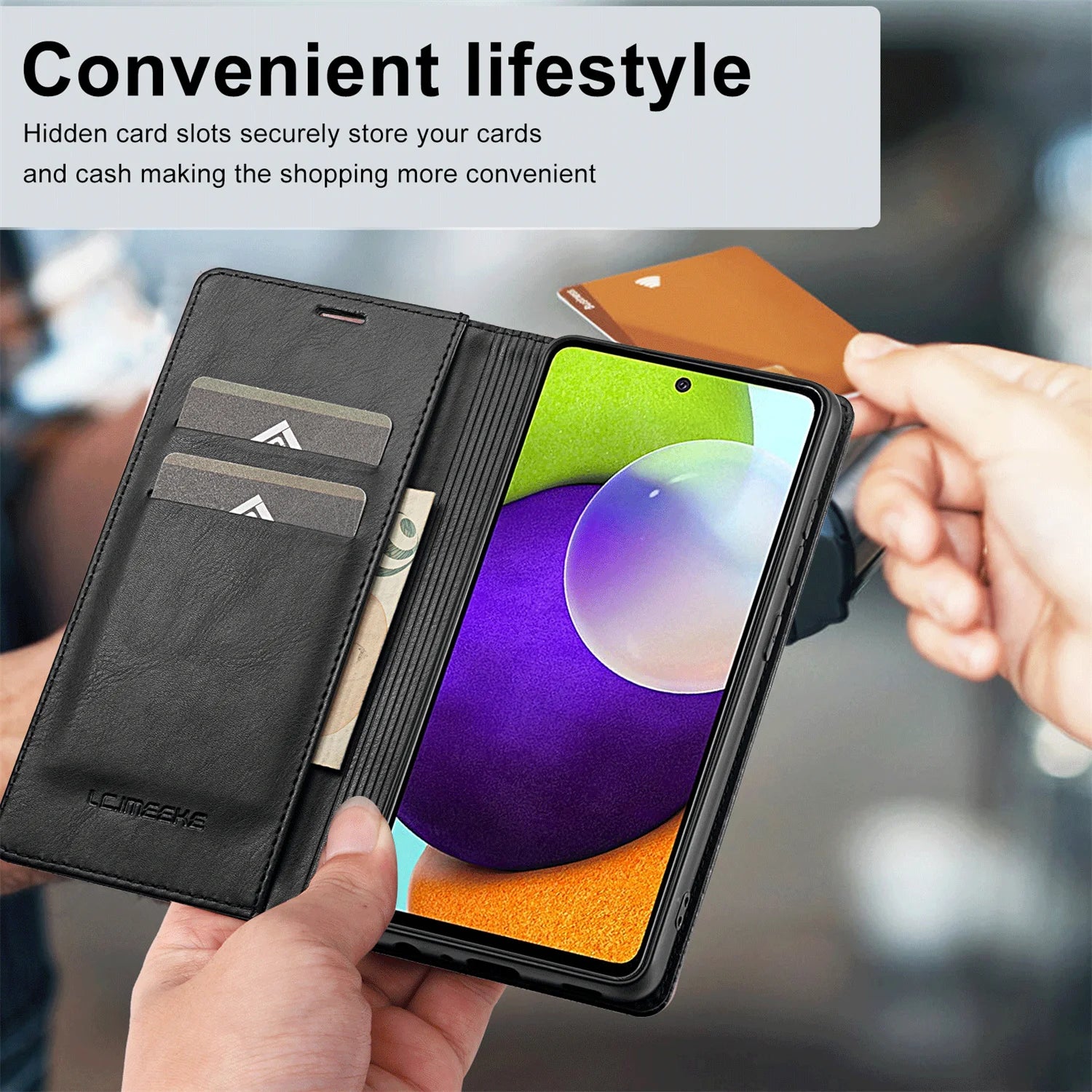 Anti-theft Brush Wallet Magnetic Flip Leather Galaxy A and S Case - DealJustDeal