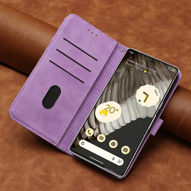 Embossed Wallet PU Leather Google Case - DealJustDeal