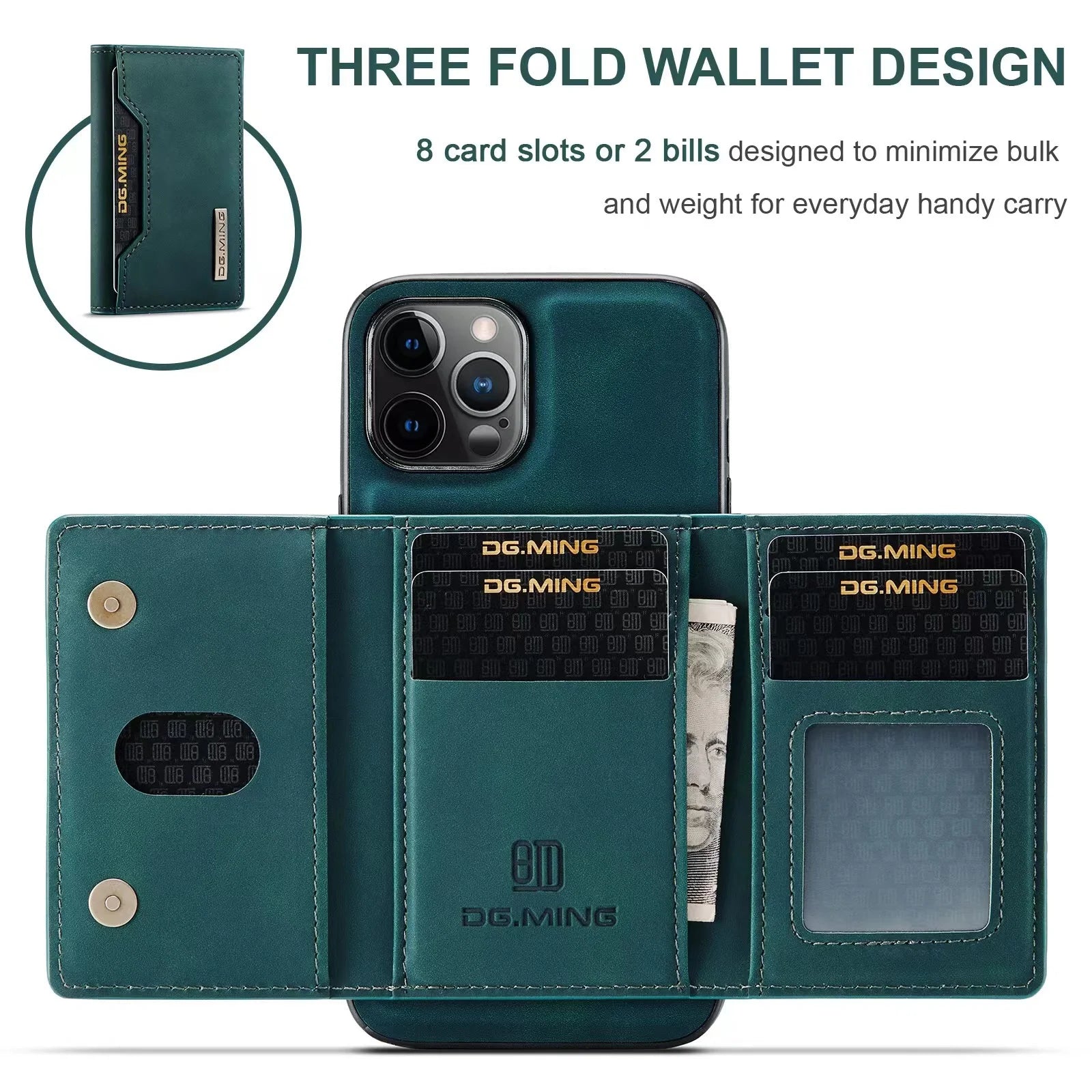 Magnetic Detachable Leather Wallet Card Holder iPhone Case - DealJustDeal