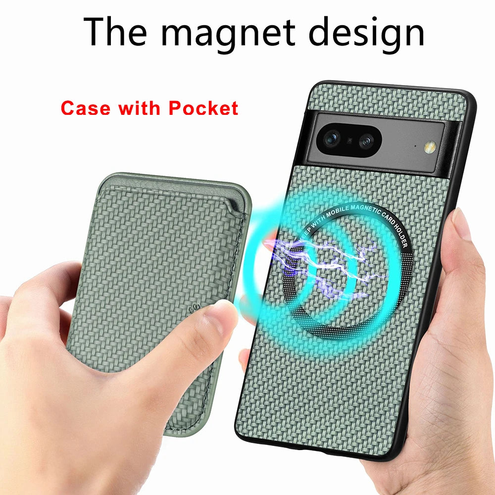 Carbon Fiber Texture Leather Magnetic Google Case - DealJustDeal