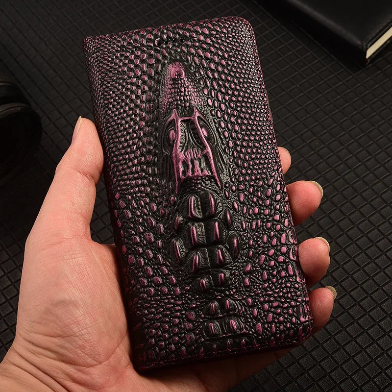 Retro 3D Crocodile Head Genuine Leather Galaxy S Case - DealJustDeal