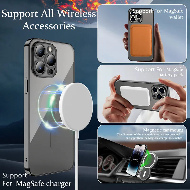 Magsafe Fashion Plating Magnetic Soft iPhone Case With Lens Protector - DealJustDeal