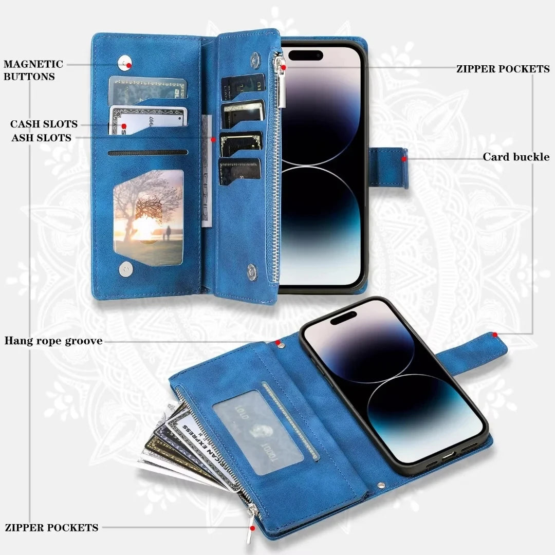 Card Wallet Embossing Leather Flip Galaxy Note and S Case - DealJustDeal