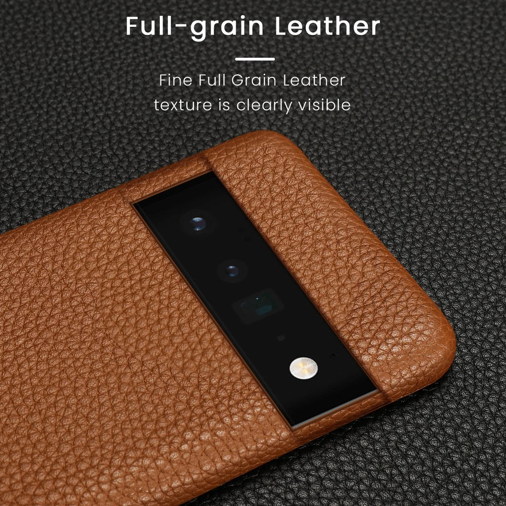 Litchi Grain Half-Inclusive Genuine Cowhide Leather Google Case - DealJustDeal