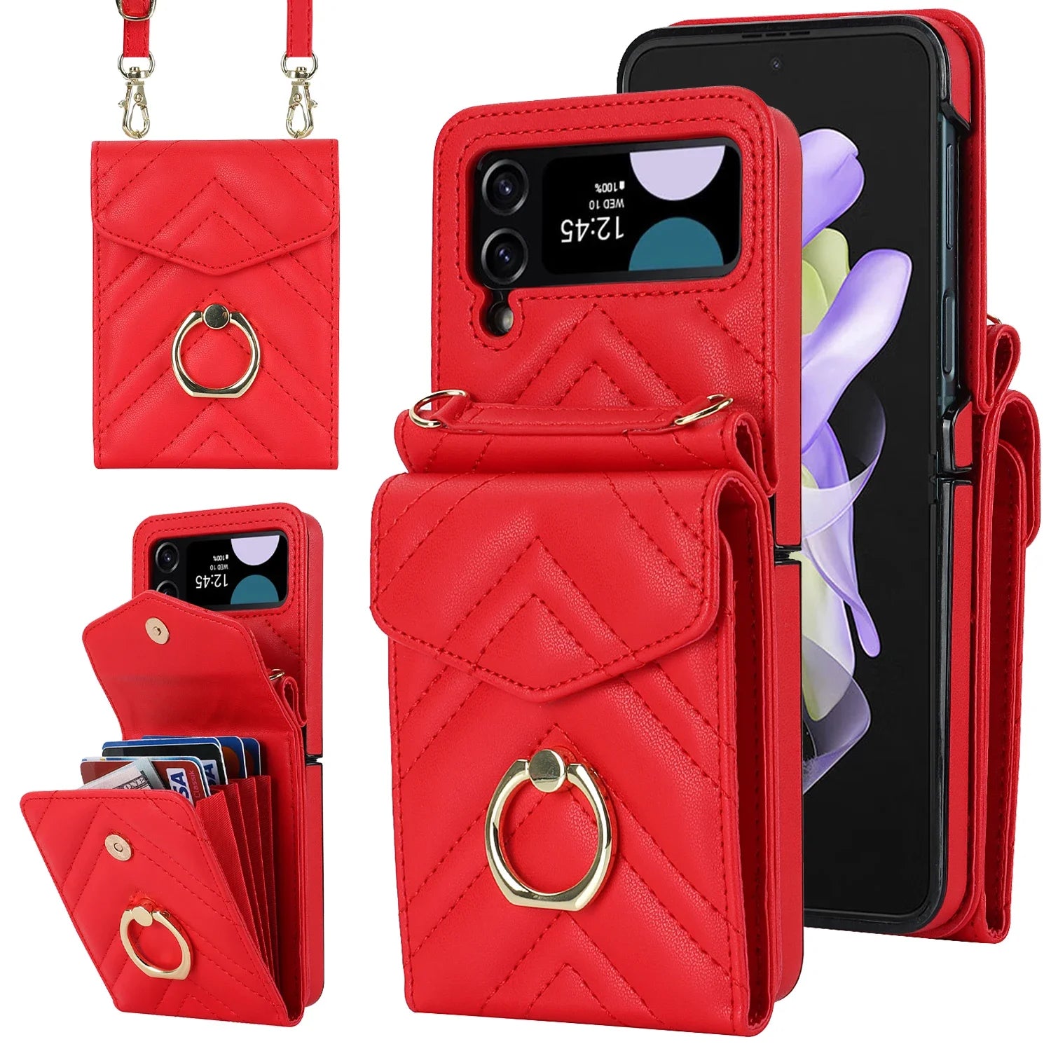 Wallet RFID Card Slot Leather Galaxy Z Flip Case - DealJustDeal