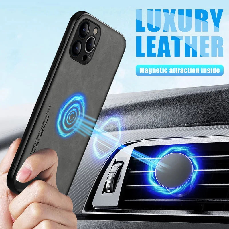 Sheepskin Matte Slim Magnetic Leather iPhone Case - DealJustDeal