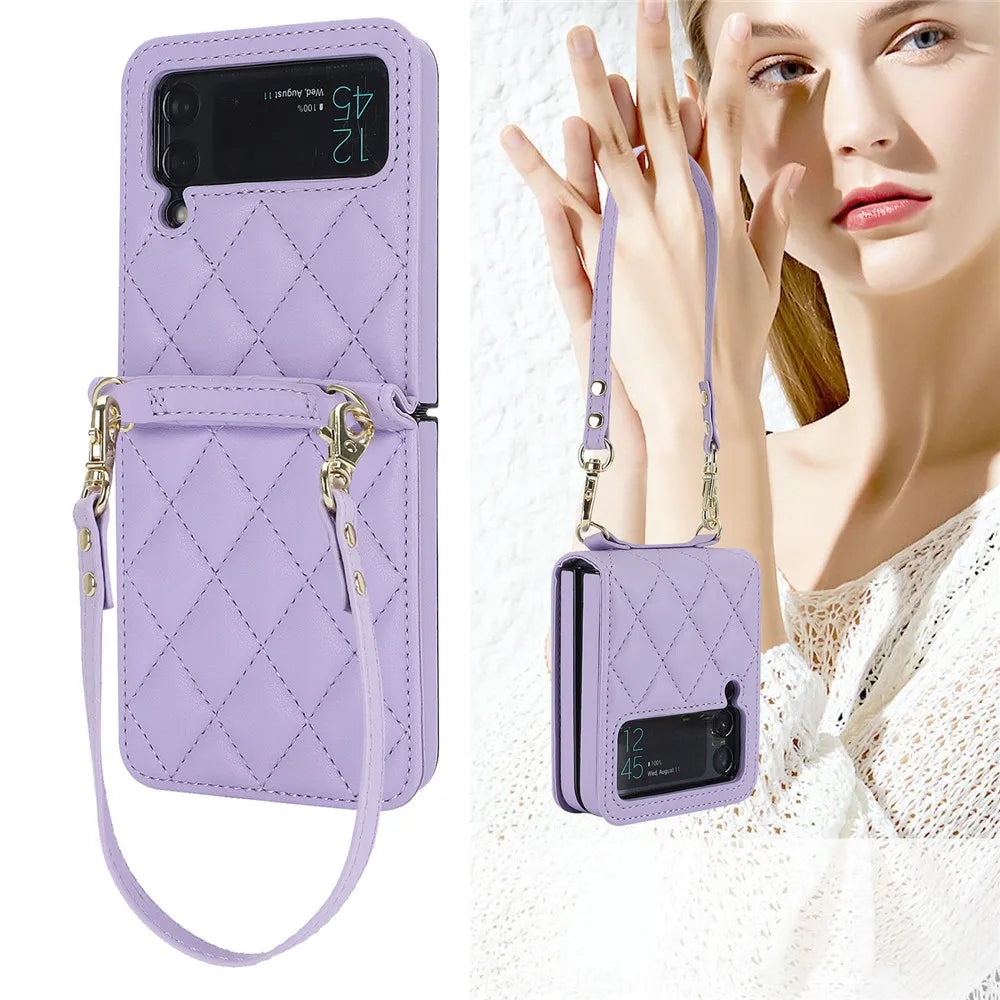 Luxury Crossbody Leather Galaxy Z Flip Case - DealJustDeal