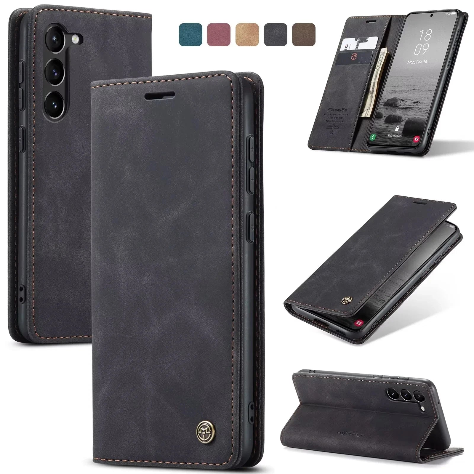 Magnetic Flip Wallet Leather Galaxy A and M Case - DealJustDeal