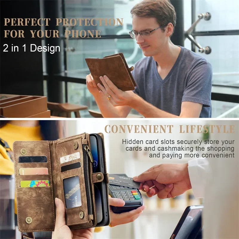 Flip Wallet Leather iPhone Case - DealJustDeal