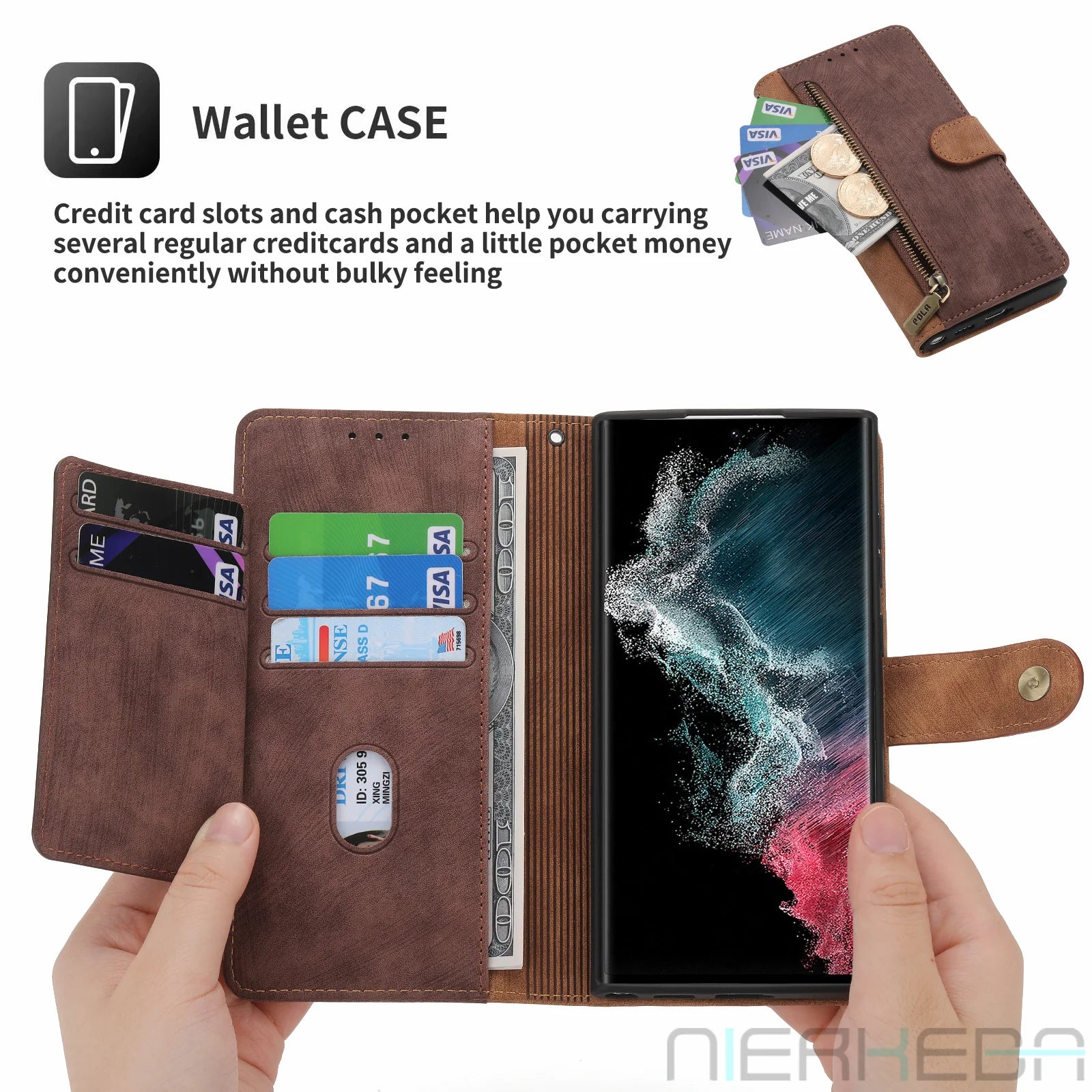 Flip Wallet Anti-Theft Brush Leather Galaxy Note and S Case - DealJustDeal