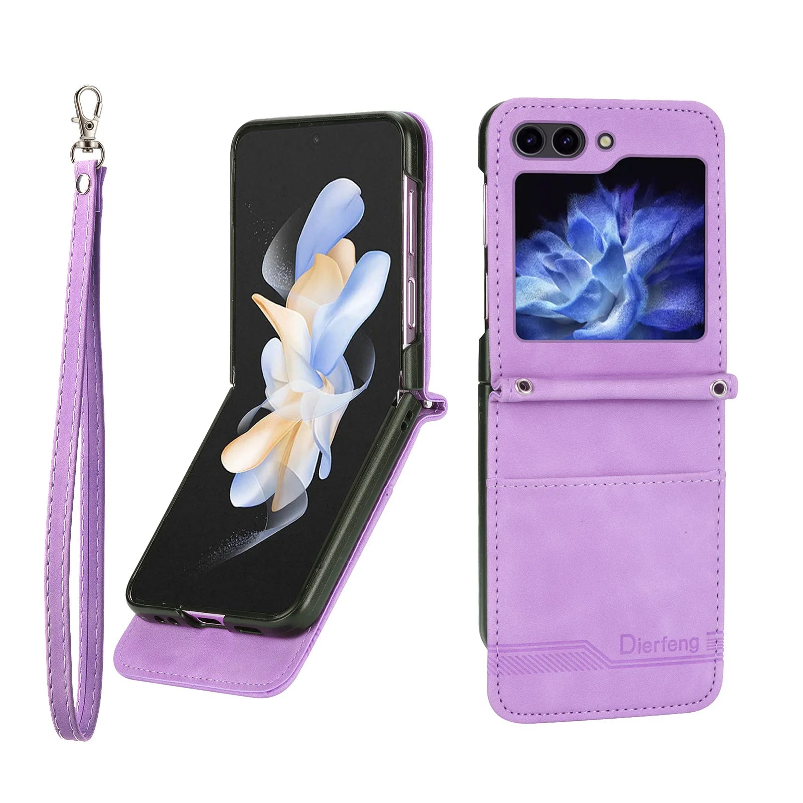 Hinge Protection Wallet Cards Holder Leather Galaxy Z Flip Case - DealJustDeal