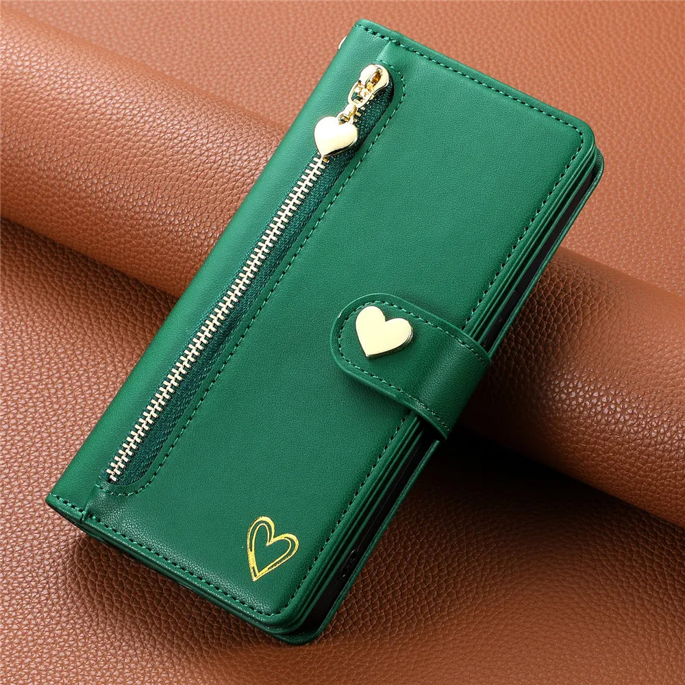 Zipper Cards Slot Wallet Leather Galaxy S Case - DealJustDeal