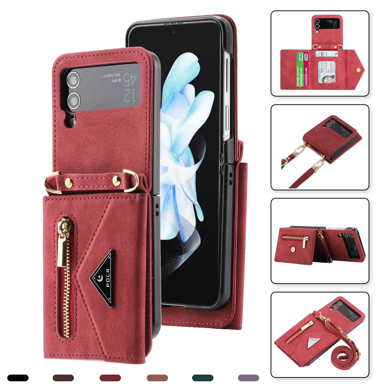 Hand Strap Anti-fall Leather Galaxy Z Flip Case - DealJustDeal