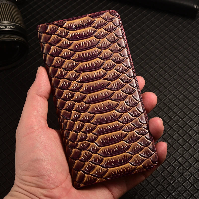 Snake Texture Genuine Leather iPhone Case - DealJustDeal