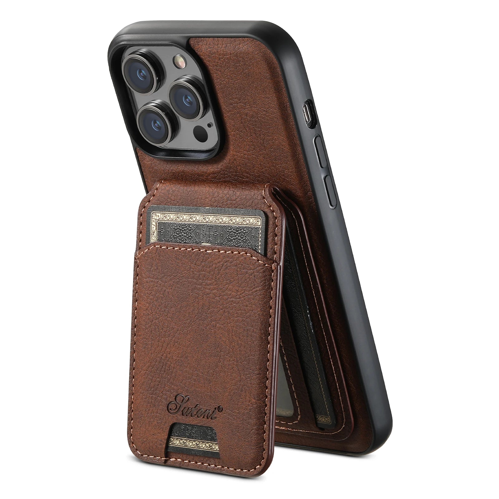 Leather Magnetic MagSafe Card Holder iPhone Case - DealJustDeal