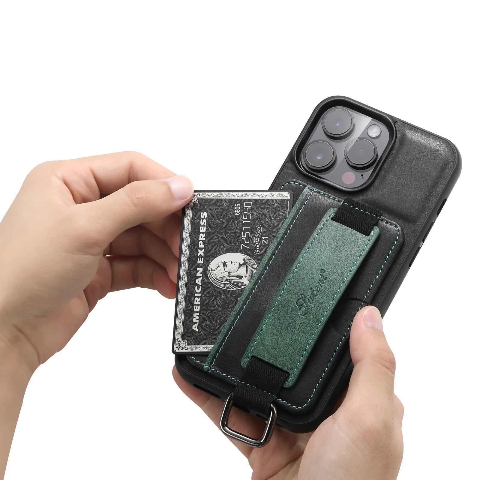 Wrist band Stand Camera Protection Leather iPhone Case - DealJustDeal