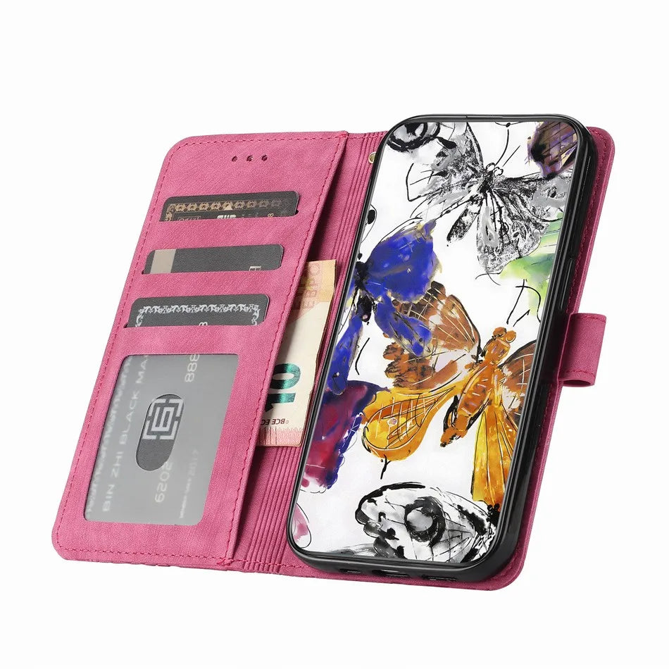 3D Butterfly Card Slot Protective Wallet iPhone Case - DealJustDeal