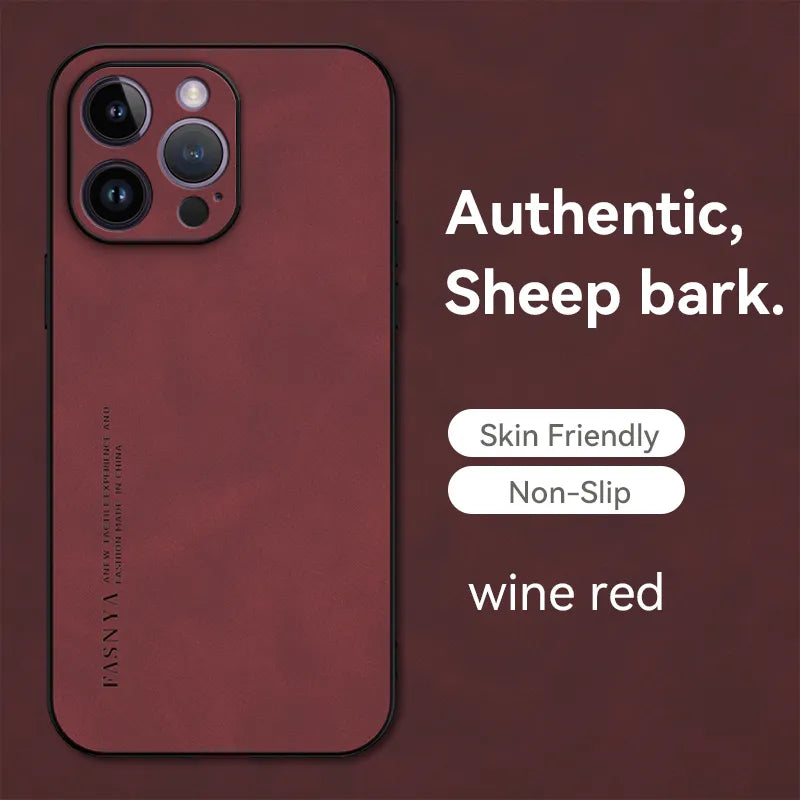 Matte Slim Sheepskin Leather iPhone Case - DealJustDeal