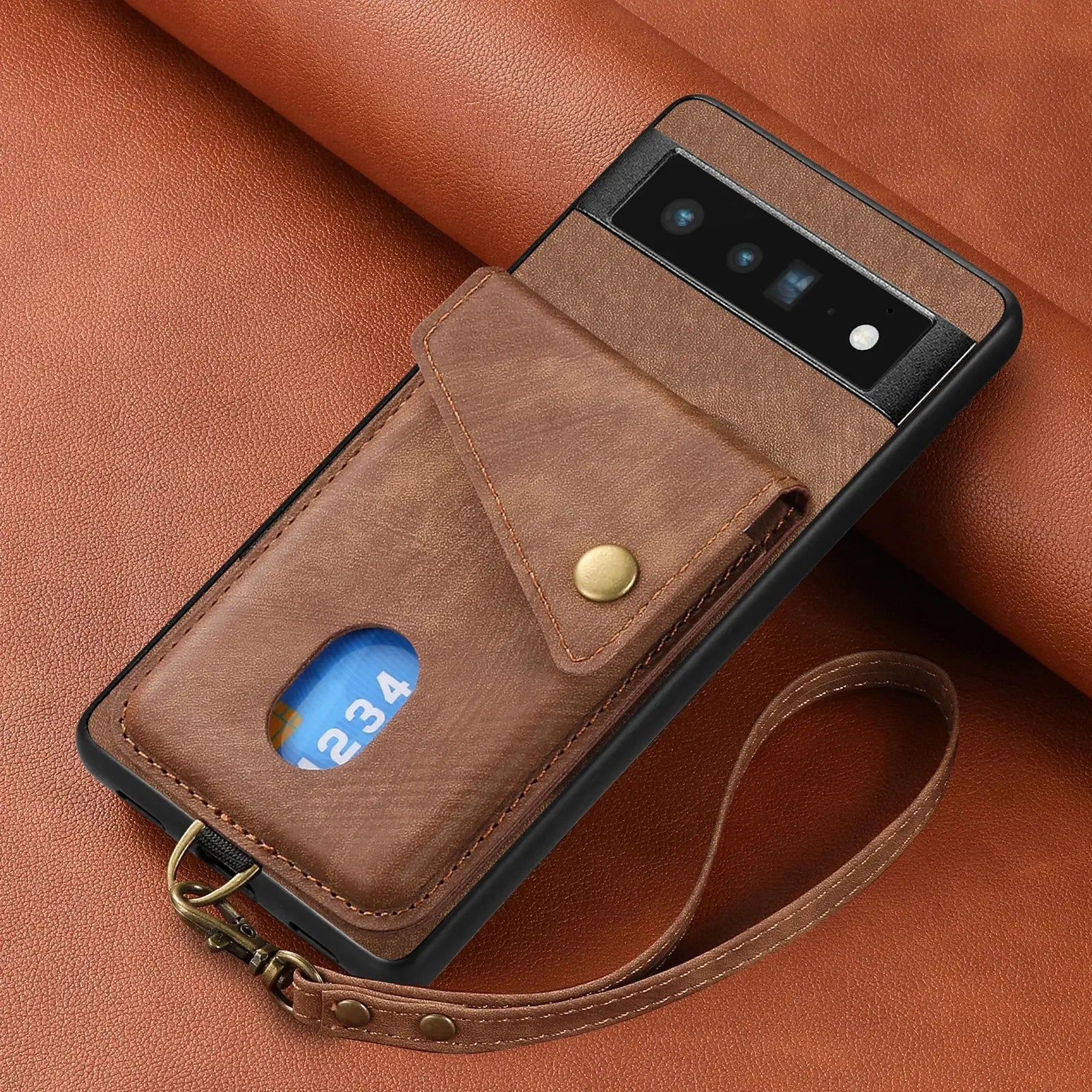 Magnet Wallet Flip Lanyard Strap Leather Google Case - DealJustDeal