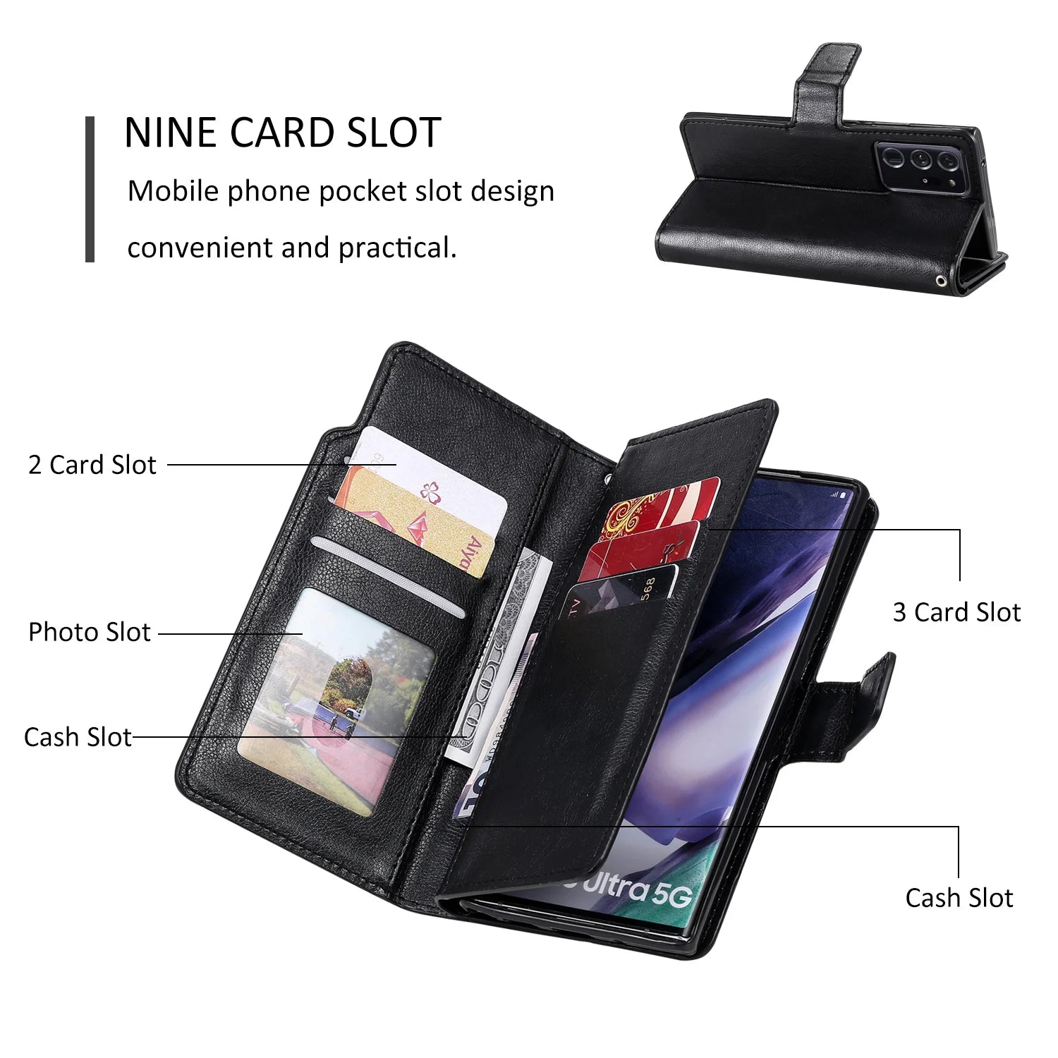 Card Slots Wallet Flip Leather Galaxy A and M Case - DealJustDeal