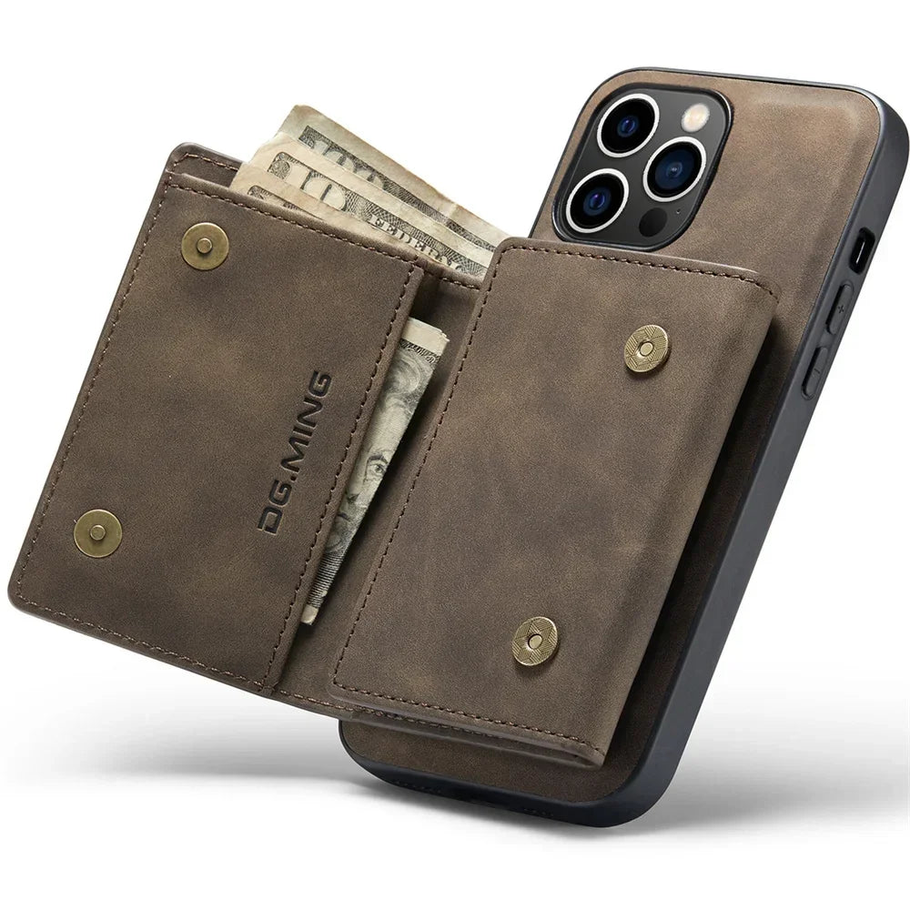 Retro Flip Magnetic Leather iPhone Case - DealJustDeal