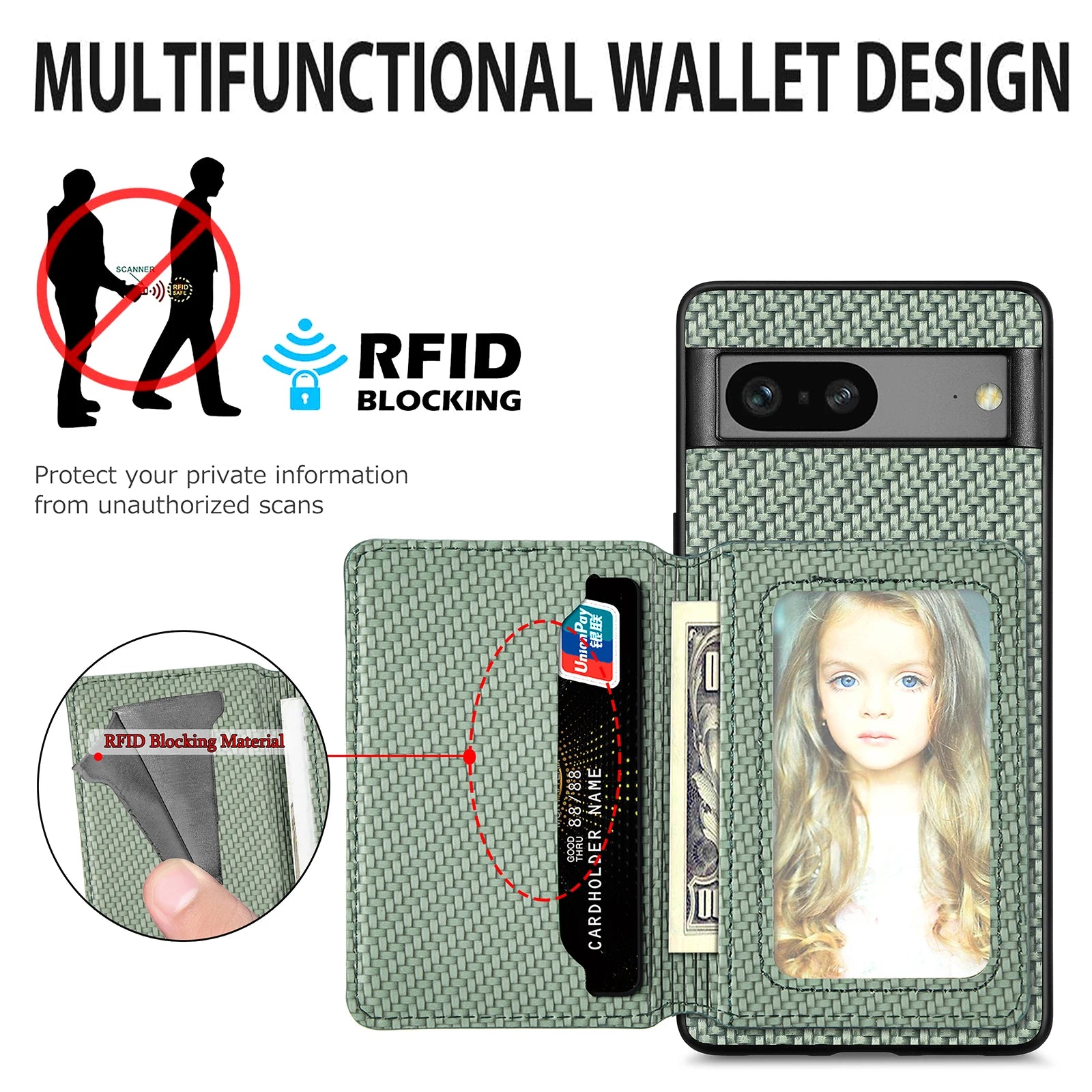 Carbon Fiber Pattern Wallet Leather Google Case - DealJustDeal